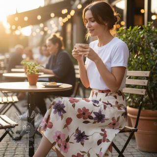 Bombažna tkanina VISCOSE Flowers offwhite digital print