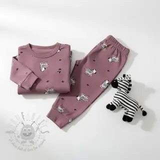 Bombažna tkanina FLANNEL Zebras mauve