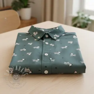 Bombažna tkanina FLANNEL Zebras green