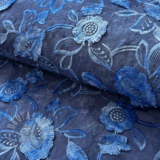 Bombažna tkanina TIE DYE EMBROIDERY Flora design B