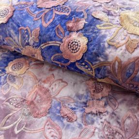 Bombažna tkanina TIE DYE EMBROIDERY Flora design C