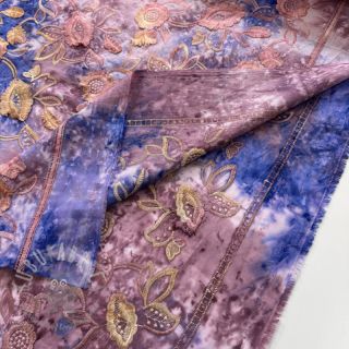 Bombažna tkanina TIE DYE EMBROIDERY Flora design C