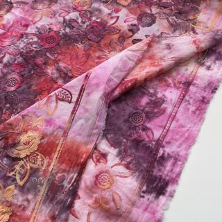 Bombažna tkanina TIE DYE EMBROIDERY Flora design D