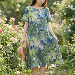 Bombažna tkanina TIE DYE EMBROIDERY Eva tape design A