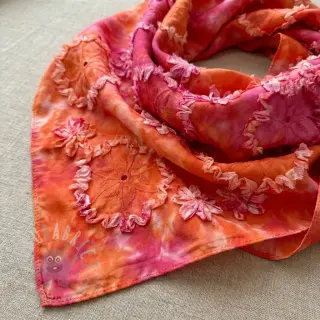 Bombažna tkanina TIE DYE EMBROIDERY Eva tape design F