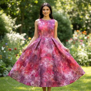 Bombažna tkanina TIE DYE EMBROIDERY Flora design D