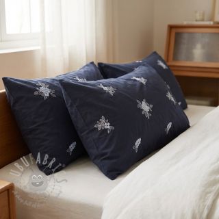 Bombažna tkanina VOILE EMBROIDERY Flowers navy
