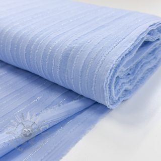 Bombažna tkanina VOILE LUREX Stripes light blue