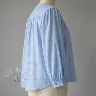 Bombažna tkanina VOILE LUREX Stripes light blue