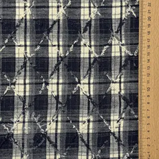 Bombažna tkanina YARN DYED BRUSHED Check EMBROIDERY navy