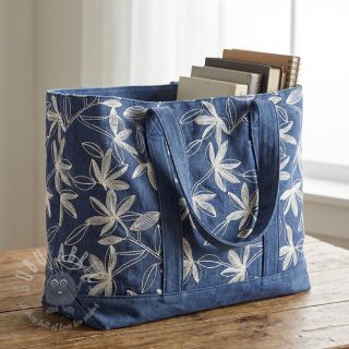 Bombažna tkanina JEANS Embroidery Flowers white