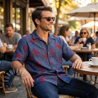 Bombažna tkanina JEANS Embroidery Flowers burgundy