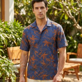 Bombažna tkanina JEANS Embroidery Flowers camel