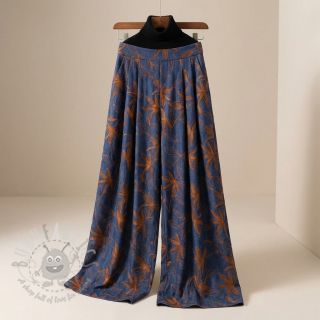 Bombažna tkanina JEANS Embroidery Flowers camel