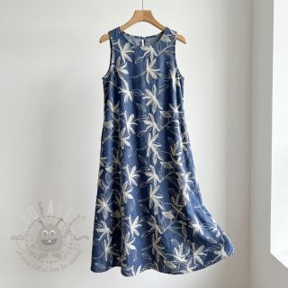 Bombažna tkanina JEANS Embroidery Flowers white