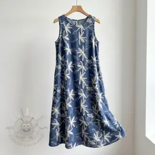 Bombažna tkanina JEANS Embroidery Flowers white