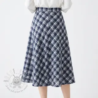 Bombažna tkanina YARN DYED BRUSHED Check EMBROIDERY navy