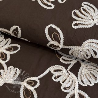 Bombažna tkanina EMBROIDERY Loom En Light brown