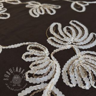 Bombažna tkanina EMBROIDERY Loom En Light brown