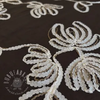 Bombažna tkanina EMBROIDERY Loom En Light brown