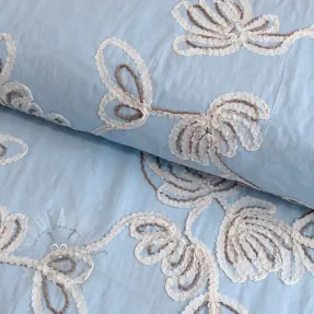 Bombažna tkanina EMBROIDERY Loom En Light baby blue