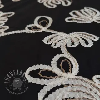 Bombažna tkanina EMBROIDERY Loom En Light black
