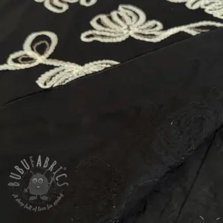 Bombažna tkanina EMBROIDERY Loom En Light black