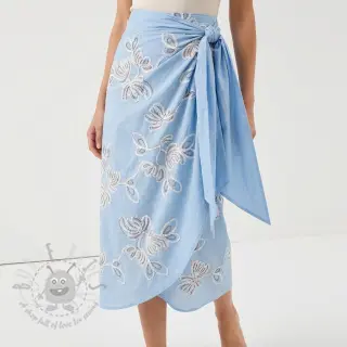 Bombažna tkanina EMBROIDERY Loom En Light baby blue