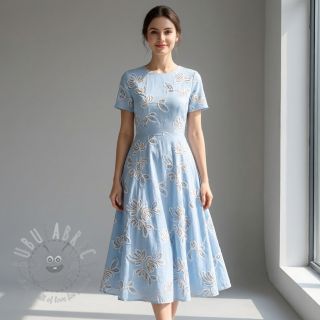 Bombažna tkanina EMBROIDERY Loom En Light baby blue