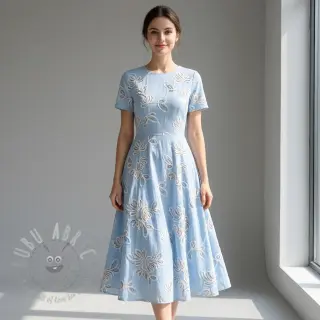 Bombažna tkanina EMBROIDERY Loom En Light baby blue
