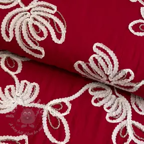 Bombažna tkanina EMBROIDERY Loom En Light red