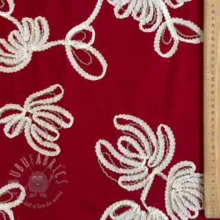 Bombažna tkanina EMBROIDERY Loom En Light red