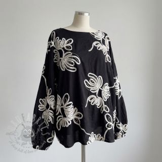 Bombažna tkanina EMBROIDERY Loom En Light black