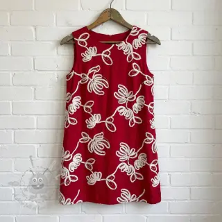 Bombažna tkanina EMBROIDERY Loom En Light red