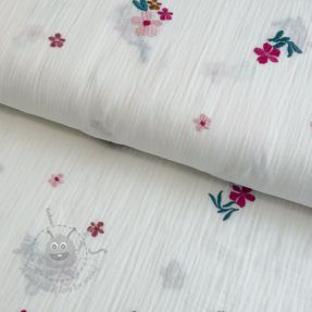 Dvoslojna gaza/muslin EMBROIDERY Flowers MIA camel