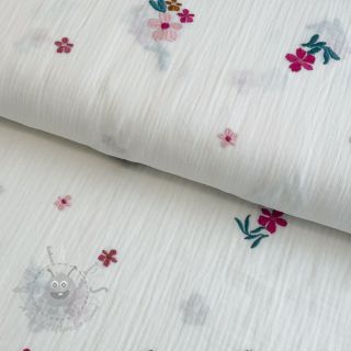 Dvoslojna gaza/muslin EMBROIDERY Flowers MIA camel