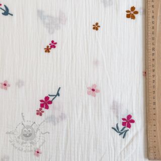 Dvoslojna gaza/muslin EMBROIDERY Flowers MIA camel
