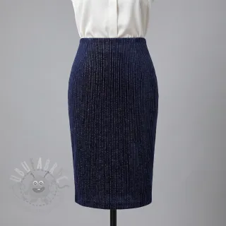 Elastičen žamet VELVET LUREX Stripe marine