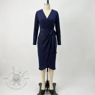Elastičen žamet VELVET LUREX Stripe marine