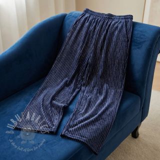 Elastičen žamet VELVET LUREX Stripe marine