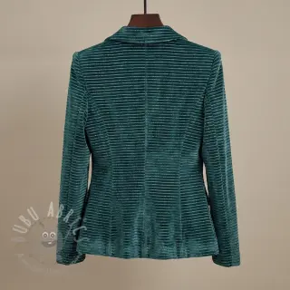 Elastičen žamet VELVET LUREX Stripe forest green