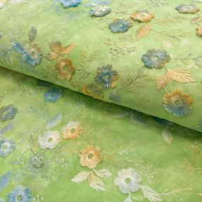 Bombažna tkanina TIE DYE EMBROIDERY Poppy design V