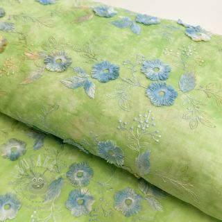 Bombažna tkanina TIE DYE EMBROIDERY Poppy design V