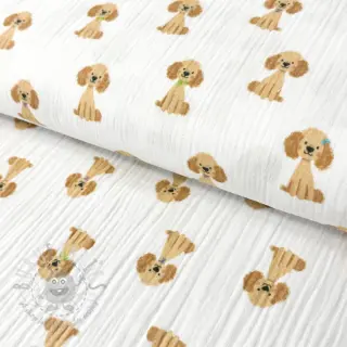 Dvoslojna gaza/muslin Dogs white digital print