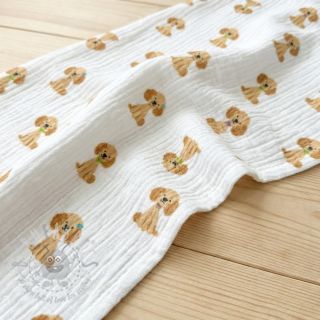 Dvoslojna gaza/muslin Dogs white digital print