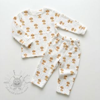 Dvoslojna gaza/muslin Dogs white digital print