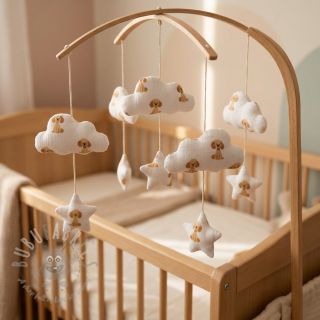 Dvoslojna gaza/muslin Dogs white digital print