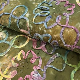 Bombažna tkanina TIE DYE EMBROIDERY Elise tape design A