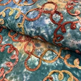 Bombažna tkanina TIE DYE EMBROIDERY Elise tape design C