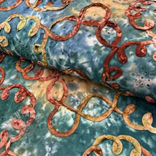 Bombažna tkanina TIE DYE EMBROIDERY Elise tape design C